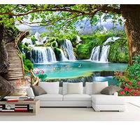 ZYCAFJ Papier Peint 3D Cascade de forêt Tapisserie Peinture Murale Papier Peint 3D Photo Poster Fresque Salon Chambre Bureau Couloir Mural Décoration