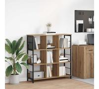 ZycaXzCrons Bibliothèque, design industriel, chêne artisanal, 102 x 32 x 104,5 cm, avec 9 compartiments de rangement, matériau en bois robuste et cadre en acier, étagère moderne pour salon, bureau