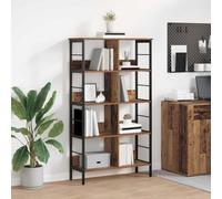 ZycaXzCrons Bibliothèque en bois recyclé - 82 x 32 x 144,5 cm - 8 compartiments - Cadre en acier - Loft industriel - Grande étagère robuste et durable pour salon, maison, bureau, couloir