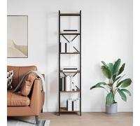 ZycaXzCrons Bibliothèque en chêne fumé 40 x 30 x 188 cm Matériau du bois avec structure croisée en acier Design moderne Étagère décorative pour salon, bureau, chambre à coucher