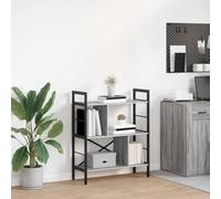ZycaXzCrons Bibliothèque gris Sonoma 75 x 30 x 91 cm en bois avec cadre en métal - Design loft moderne - Étagère robuste pour salon, bureau, chambre à coucher