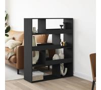 ZycaXzCrons Bibliothèque noire 100 x 33 x 125,5 cm en matériau dérivé du bois avec 8 compartiments spacieux, séparateur de pièce et étagère sur pied, design moderne pour salon, bureau ou chambre à