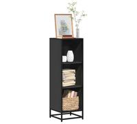 ZycaXzCrons Bibliothèque noire 33,5 x 33 x 107,5 cm en bois et structure en métal, design moderne avec 3 étagères, étagère stable pour salon, chambre à coucher et bureau