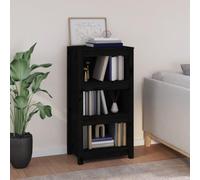 ZycaXzCrons Bibliothèque noire 50 x 35 x 97 cm en pin massif design moderne avec beaucoup d'espace de rangement, robuste et durable, pour salon, chambre à coucher, bureau