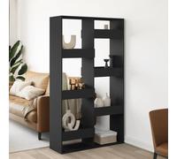 ZycaXzCrons Bibliothèque séparateur de pièce, noire, 100 x 33 x 175 cm, en bois massif, avec 8 compartiments, stable, design moderne, pour salon, bureau, chambre à coucher