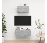 ZycaXzCrons Ensemble de 2 meubles TV gris béton 60 à 80 cm Montage mural Design moderne Matériau bois Pour salon, buffet, meuble TV, meuble TV