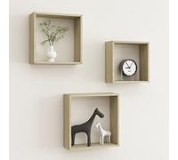 ZycaXzCrons Lot de 3 étagères murales - Design cubique moderne - En chêne Sonoma - MDF - 30/27/24 cm - Profondeur : 10 cm - Charge maximale : 5 kg - Pour salon, couloir et chambre à coucher