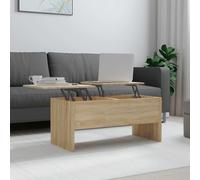 ZycaXzCrons Table basse en chêne Sonoma 102 x 50,5 x 46,5 cm réglable en hauteur avec 2 compartiments de rangement