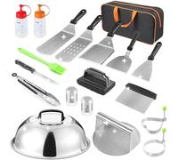zycBernoi Kit d'accessoires de cuisson pour barbecue Blackstone, 19 pièces, accessoires de barbecue à dessus plat pour Blackstone Camp Chef, ensemble de spatules en métal avec presse à hamburger,