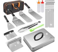 zycBernoi Kit d'accessoires de cuisson pour barbecue Blackstone, 22 pièces, accessoires de barbecue à dessus plat pour Blackstone Camp Chef, ensemble de spatules en métal avec presse à hamburger,