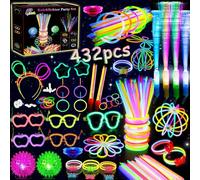 zycBernoi Lot de 432 bâtons lumineux à craquer LED en verre avec 200 connecteurs, boule de hérisson LED, bâtons lumineux, lunettes, bracelet, jouets lumineux pour enfants et adultes Décoration de fête