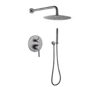 ZYCDP Ensemble Douche Encastrée avec Douche de Tête Acier Inoxydable 25x25cm et Douchette Gris Pistolet