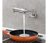 ZYCDP Robinet de Cuisine Mural Pliable Robinet Evier Cuisine Double Poignée Eau Froide Brossé