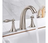 ZYCDP Robinet Lavabo Retro Trois Trous Robinet Mitigeur de Lavabo avec Deux Poignées Robinet d'eau Chaude et Froide, Brossé
