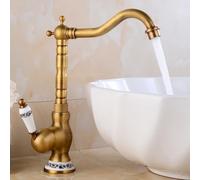 ZYCDP Robinet Lavabo Salle de Bain Vintage Ceramique Robinet Salle Bain Rotatif 360 ° Monotrou Antique Haut