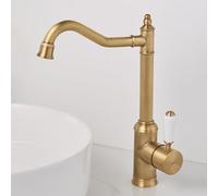 ZYCDP Robinet Salle de Bain Retro En Laiton Mitigeur Lavabo Ceramique Pivotante À 360 ° Antique Haut