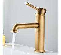 ZYCDP Robinet Salle de Bain Retro Laiton Robinet Lavabo Ceramique Pivotant À 360 Eau Froide et Chaude Antique Court