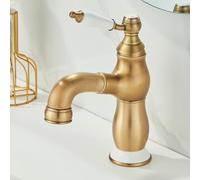 ZYCDP Robinets de Lavabo Pour Salle de Bain Retro en Céramique Mitigeur Salle de Bain Avec Douchette Antique Court