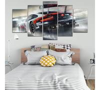 ZYCHKRL Tableau Murale Decoration 5 Panneau Porsch 911 RSR Voitures de sport de luxe Mural Art Peinture Photos Bureau À Domicile Bain Grand Tableau Decoration Poster Mural Xxl 200X100