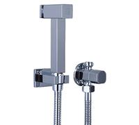 ZYCHSJXA Ensemble de douchette Bidet chromée à Main avec Commande par Bouton-Poussoir, Robinet Mural en Laiton pour Eau Froide, pommeau de Douche carré Poli, idéal pour Une hygiène Intime o