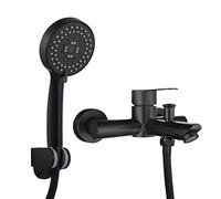 ZYCHSJXA Ensemble de robinetterie de Douche et de Baignoire en Acier Inoxydable 304 avec mitigeur à Levier Unique et 5 Jets, Fixation Murale, Noir.