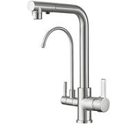 ZYCHSJXA Mitigeur d'évier de Cuisine à 3 Voies - Robinet col de Cygne à Bec Haut avec douchette extractible, Filtre à Eau 3 en 1, Finition chromée, Design Moderne pour purificateur, Install
