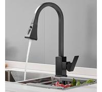 ZYCHSJXA Robinet de Cuisine Moderne en Laiton Noir avec douchette extractible à Arc élevé et Commande par Bouton, mitigeur d'évier élégant pour Une décoration intérieure raffinée et Un Nett