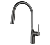 ZYCHSJXA Robinet de Cuisine/Salle de Bain avec douchette extractible, Robinet d'évier pivotant en Laiton Massif, mitigeur Eau Chaude/Eau Froide à Une Seule poignée, Gris