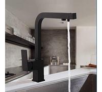 ZYCHSJXA Robinet d'évier de Cuisine Noir élégant - Mitigeur à Double poignée pivotant à 360° - Design à Sept Lettres - Facile à Installer - Robinet avec purificateur d'eau pour Les Maisons