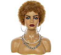 ZYCSKTL Perruque Femme Naturelle Perruque Courte Ondulée pour Femme, De Vrais Cheveux avec Un Afro Moelleux, Convient pour Le Quotidien, Le Travail, Le Cosplay (Color : C)