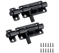 Zydiwo 2 Pièces Verrou Targette Porte Loquets de Sécurité de Porte en Acie Inoxydable Boulons de Verrouillage avec Vis pour Jardin Fenêtres Garage (Noir-62mm)