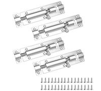 Zydiwo 4 Pièces Verrou Targette Porte Loquets de Sécurité de Porte en Acie Inoxydable Boulons de Verrouillage avec Vis pour Jardin Fenêtres Garage (5 pouces)