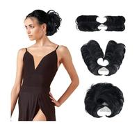 ZYDLMBJL Postiches Chignon pour Femmes, Peigne à Chignon décoiffé - Chignon Polyvalent for Femmes, Cheveux Courts et raides(Dark Black)