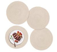ZYDYRX 30cm Lot de 4 Sets de Table Ronds, lavables, tressés, résistants à la Chaleur, en Coton, lavables, pour Table à Manger, Cuisine, Mariage, hôtel, Couleur crème