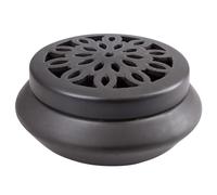 ZYDYRX Brûleur D'encens Céramique Noire avec Couvercle Brûleur D'encens Rond Céramique Petit pour Relaxation Méditation pour Tout Bâton D'encens Cône Résines 11.6 × 5.3 cm