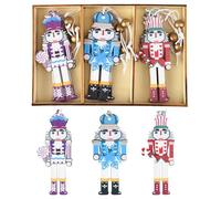 ZYDYRX Lot de 9 casse-noisettes en bois - Pendentif soldat de Noël - Casse-noisette - Décoration colorée à suspendre - Décoration de Noël en bois D