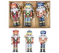 ZYDYRX Lot de 9 pendentifs en bois Casse-noisette Soldat de Noël Casse-noisette Décoration colorée à suspendre Décoration de Noël Bois C