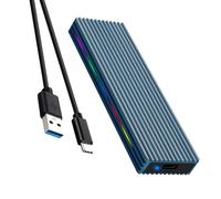 Zyeatary Boîtier pour SSD avec clé M.2 M, 10 Gbps/5 Gbps, protocole USB3.1 NGFF, boîtier mobile USB-C, alliage d'aluminium avec lumière RVB, bleu marine