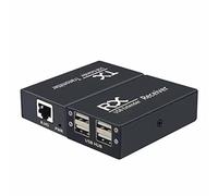 Zyeatary Extenseur USB de 120 m - Rallonge de concentrateur USB2.0 à 4 ports sur RJ45 Ethernet USB UTP Émetteur Récepteur - Prise UE