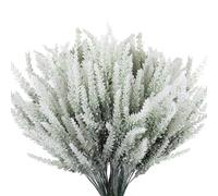 ZYEKIU 12 Pièces Fleurs Artificielles, Lavandes Artificielles Simulation, Fleur Artificielle Flocage, Plante Artificielle Exterieur Decoration pour Décoration d'intérieur, Jardin, Mariage (Blanc)
