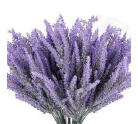 ZYEKIU 12 Pièces Fleurs Artificielles, Lavandes Artificielles Simulation, Fleur Artificielle Flocage, Plante Artificielle Exterieur Decoration pour Décoration d'intérieur, Jardin, Mariage (Violet)