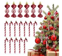 ZYEKIU 18 Pièces Décoration Sapin de Noë Sucre d'orge Canne de Bonbons Plastique de Noël Decoration Noel Sapin Rouge et Blanc pour Sapin Noël Deco Noel Convient pour Suspendre des Décorations Fête