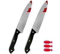 ZYEKIU 2 Pièces Halloween avec du Sang Couteau Zombie Killer, Plastique D'horreur Sanglant Faux Couteau, Ensanglanté Machete Zombie Killer, pour la Fête D'halloween et Les Costumes de Cosplay