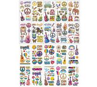 ZYEKIU 20 Feuilles Tatouage Enfant Decalcomanie Enfant Decalcomanie Hippie Tatouage Ephemere pour les Adultes les Enfants Carnaval Tatouage Tattoo Accessoires Hippie Thème Party Cadeaux de Vacances