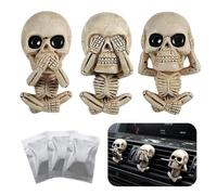 ZYEKIU 3 PCS Diffuseur De Voiture Résine Squelette Clip de Ventilation Diffuseur de Voiture Crâne Voitures Skull Désodorisant avec 3 Comprimés d'Aromathérapie pour Voitures, Climatiseur, Bureau