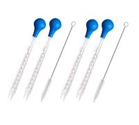 ZYEKIU 4 Pièces 10ml Verre Pipette, Pipette Graduée Seringue, Compte Goutte avec 4 Bouteilles à Aspiration en Caoutchouc Pour et 2 Brosse de, de Alimentation Laboratoire et Cuisine