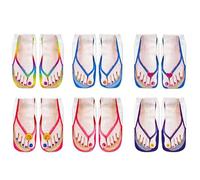 ZYEKIU 6 Paires Chaussettes Imprimées à Tongs à Motif 3D, Chaussette Imitation Sandale, Tongs Exquises en Coton Élastique Anti-transpiration Basses Respirantes pour Hommes et Femmes