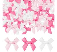 ZYEKIU 90 Pièces Mini Noeuds en Ruban de Satin, Noeud Cadeau DIY, Nœuds Décoratifs Auto-Adhésif, Petit Noeud Decoratif Mignon, pour Fête, Mariage, Noël, Baby Shower, Coffret Cadeau (Multicolore)