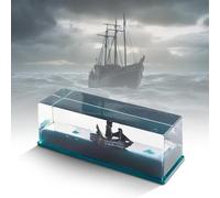 ZYEKIU Bateau Insubmersible Décoration, Modèle Fluide de Bateau de Croisière en Acrylique, Bouteille de Dérive de Liquide de Croisière pour Décoration de Voiture Maison Cadeau (Perle Noire)