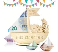 ZYEKIU Cadeau Bapteme Cadeau Bapteme Garcon en Bois (14,5 × 15 cm)